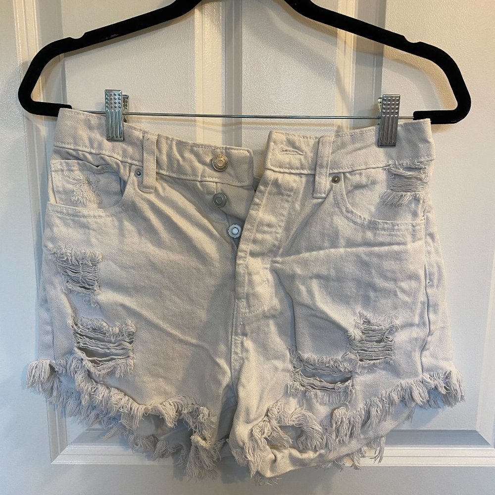 Wild Fable Distressed Highest Rise White Denim Shorts -‎ Size 6